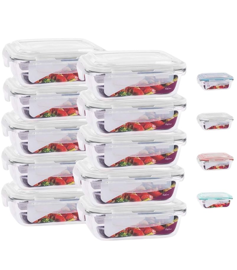 Kit-marmita-vidro Kit Marmita 10 potes Vidro com Tampa Hermética 640ml