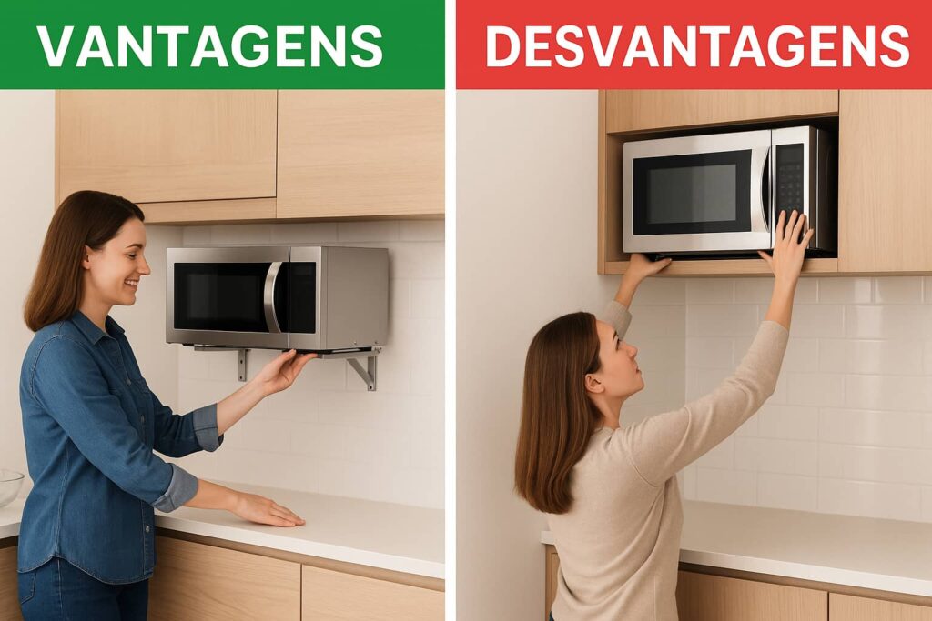 suporte-microondas-praticidade-vs-desvantagem vantagens e desvantangens de suporte de microondas